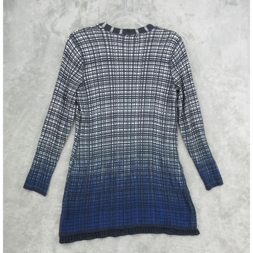NIC+ZOE Sweater Womens Size S Ombre Plaid Button Front Office Career Ruffle Hem